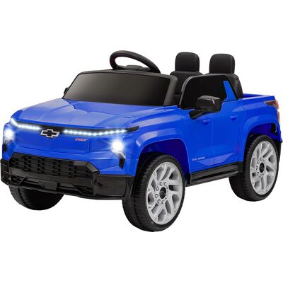 Qaba 12V CHEVROLET SILVERADO EV RST Licensed Kids Electric Car with Parent Remote Control, Spring Suspension, Blue Qaba 12V CHEVROLET SILVERADO EV RST Licensed Kids Electric Car with Parent Remote Control, Spring Suspension, Blue