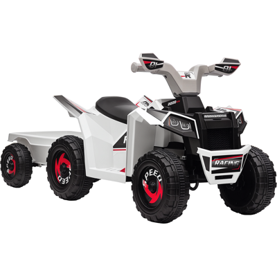 Aosom 6V Electric Toy Car with Back Trailer, Forward Backward, Wear-Resistant Wheels for Ages 18-36 Months, White Aosom 6V Electric Toy Car with Back Trailer, Forward Backward, Wear-Resistant Wheels for Ages 18-36 Months, White