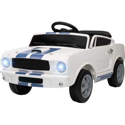 Qaba Licensed Ford Shelby GT 350 Kids Ride On Car with Remote Control, Adjustable Speed, MP3, Smooth Start, LED Lights, White Qaba Licensed Ford Shelby GT 350 Kids Ride On Car with Remote Control, Adjustable Speed, MP3, Smooth Start, LED Lights, White
