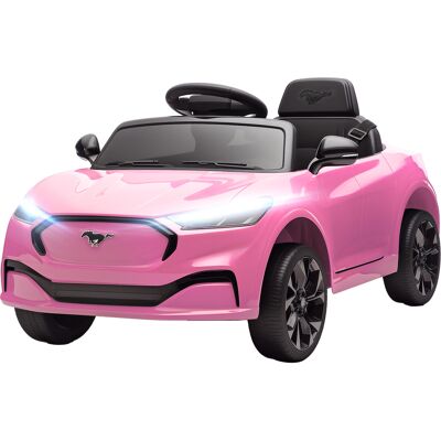 Qaba 12V Kids Ride On Car, Licensed Ford Mustang Mach-E Electric Car with Remote Control, LED Light, Music, Pink Qaba 12V Kids Ride On Car, Licensed Ford Mustang Mach-E Electric Car with Remote Control, LED Light, Music, Pink