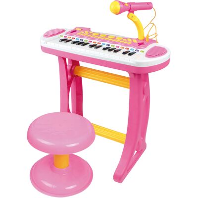 Qaba Pink Kids Piano Keyboard with Stand, Stool, Microphone, Sticker, 31 Keys, Record & Playback Aosom.com Qaba Pink Kids Piano Keyboard with Stand, Stool, Microphone, Sticker, 31 Keys, Record & Playback Aosom.com