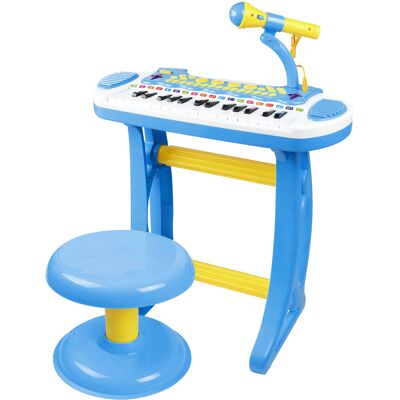 Qaba Blue Keyboard Piano for Kids with Stand, Microphone & Sticker, Fun Music Learning Aosom.com Qaba Blue Keyboard Piano for Kids with Stand, Microphone & Sticker, Fun Music Learning Aosom.com