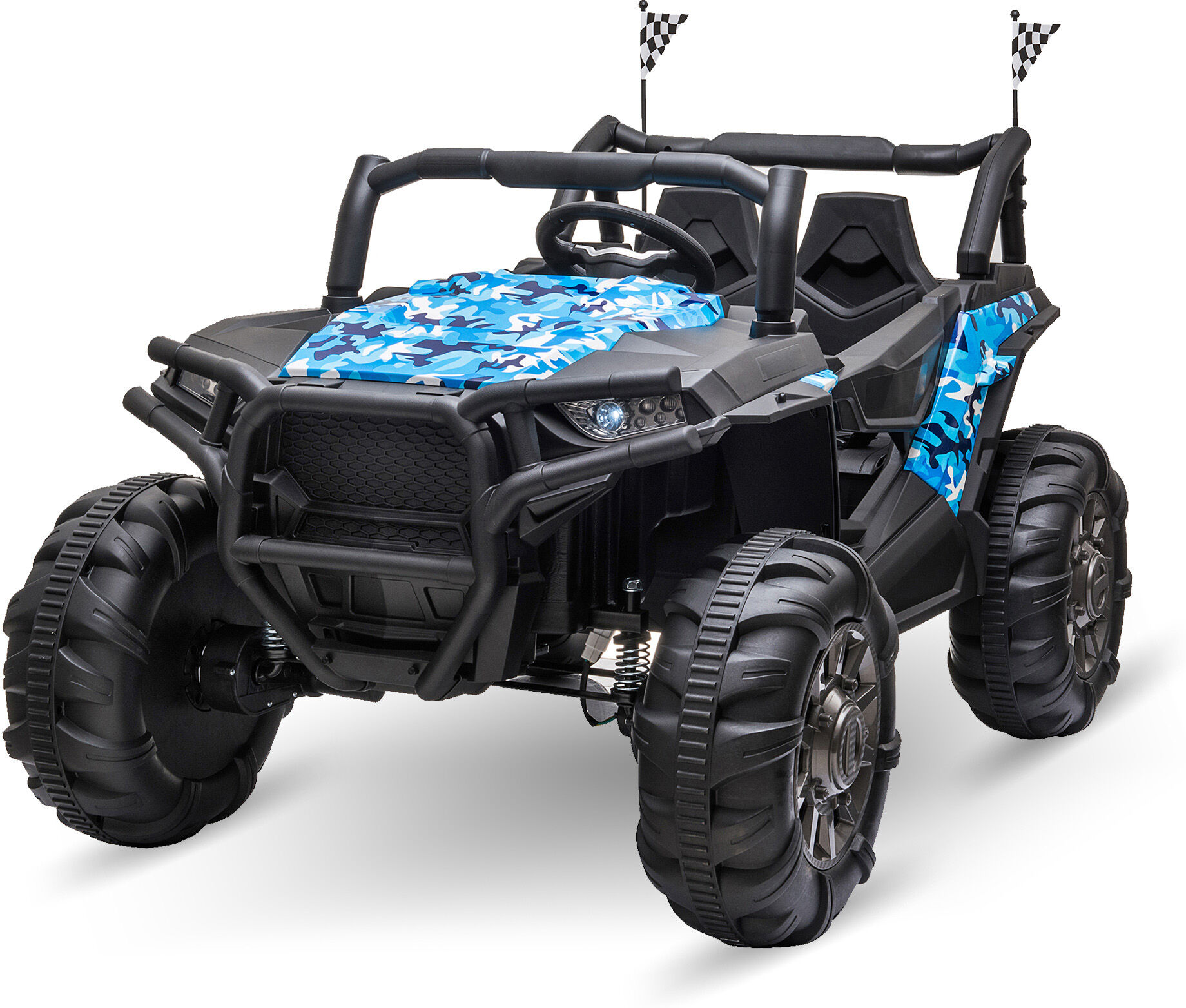 Aosom 12V 2-Seater Kids Electric Ride-On Car Off-Road UTV Truck Toy with Parental Remote Control 2 Motors Camo Blue   Aosom.com