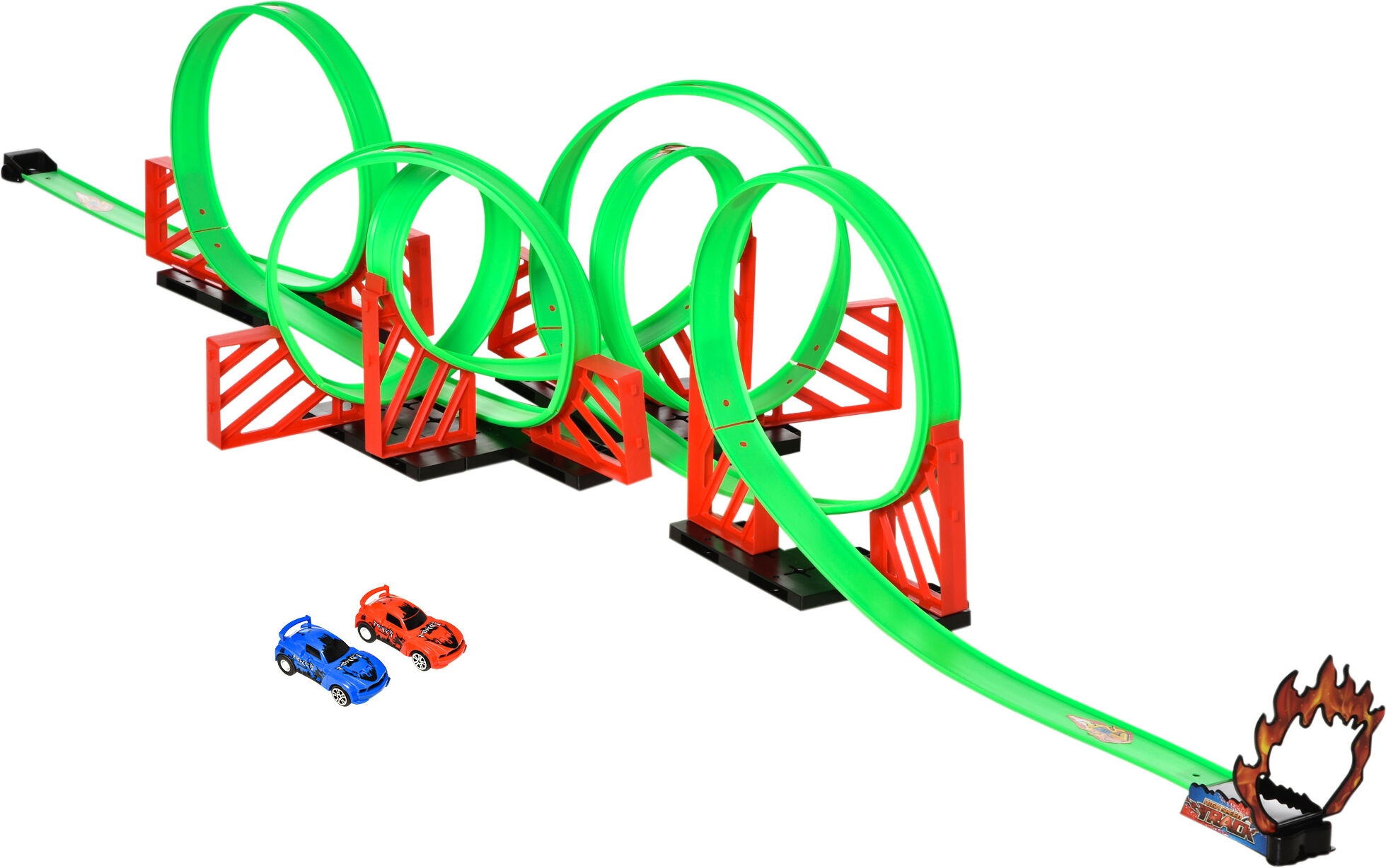 Qaba Track Builder Loop Kit Criss-Cross Starter Set, Includes Pull-back Cars, Engaging Toy for Boys & Girls 3-6   Aosom.com