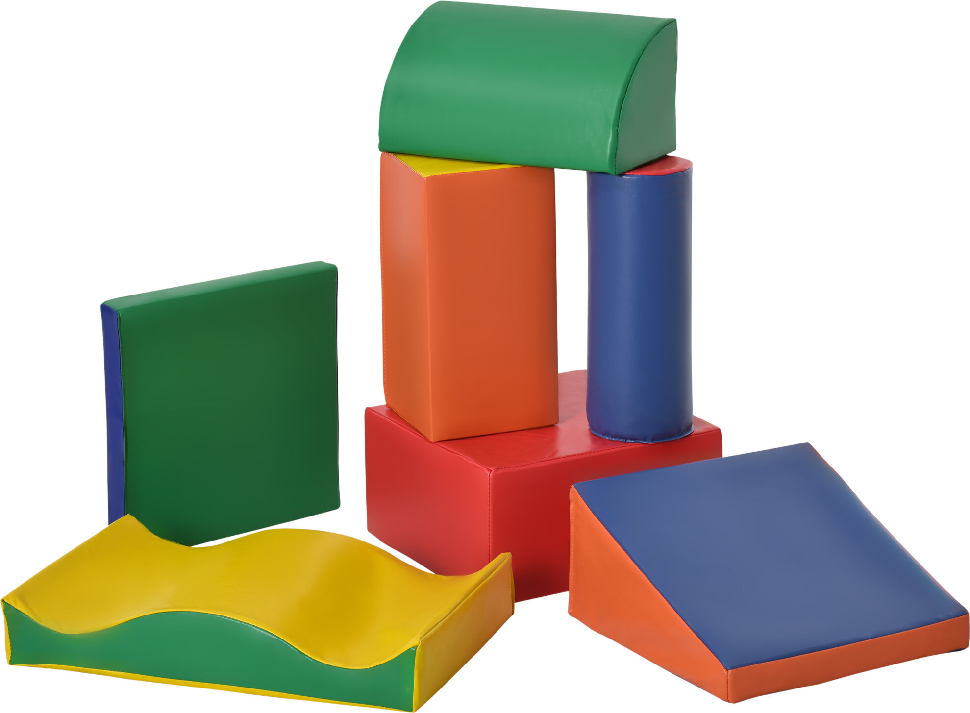 Soozier 7 Piece Soft Play Blocks for Kids, Foam Climb & Crawl Gym Toy, Building & Stacking Blocks, Non-Toxic   Aosom.com