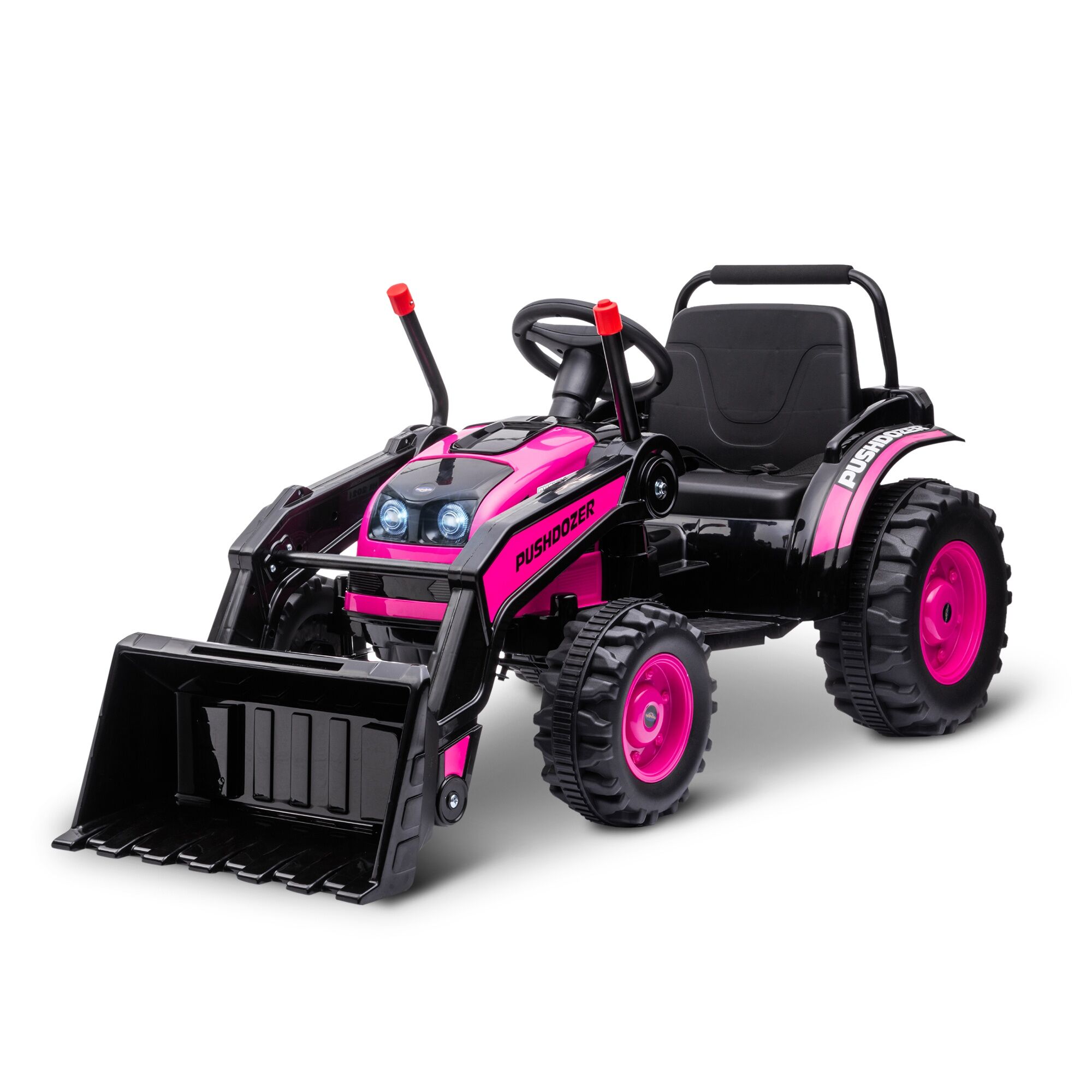 Aosom 6V Kids Electric Ride on Construction Excavator, Rechargeable Battery Powered Truck with High/Low Speed Realistic Sound and Headlights, Pink