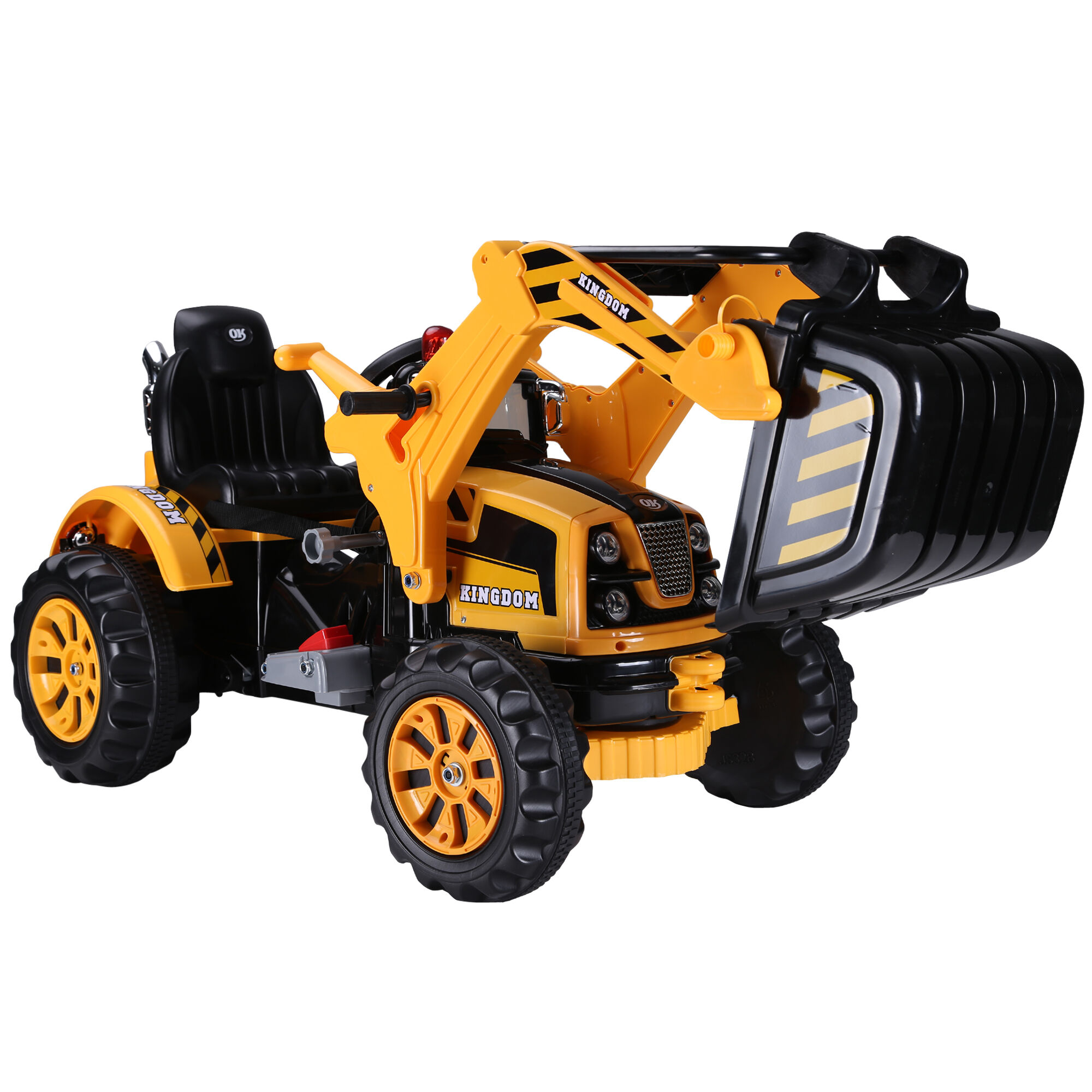 Aosom 6V Electric Kids Ride On Toy Tractor, Digger Construction Excavator Vehicle, Forward Backward, Yellow/Black   Aosom.com