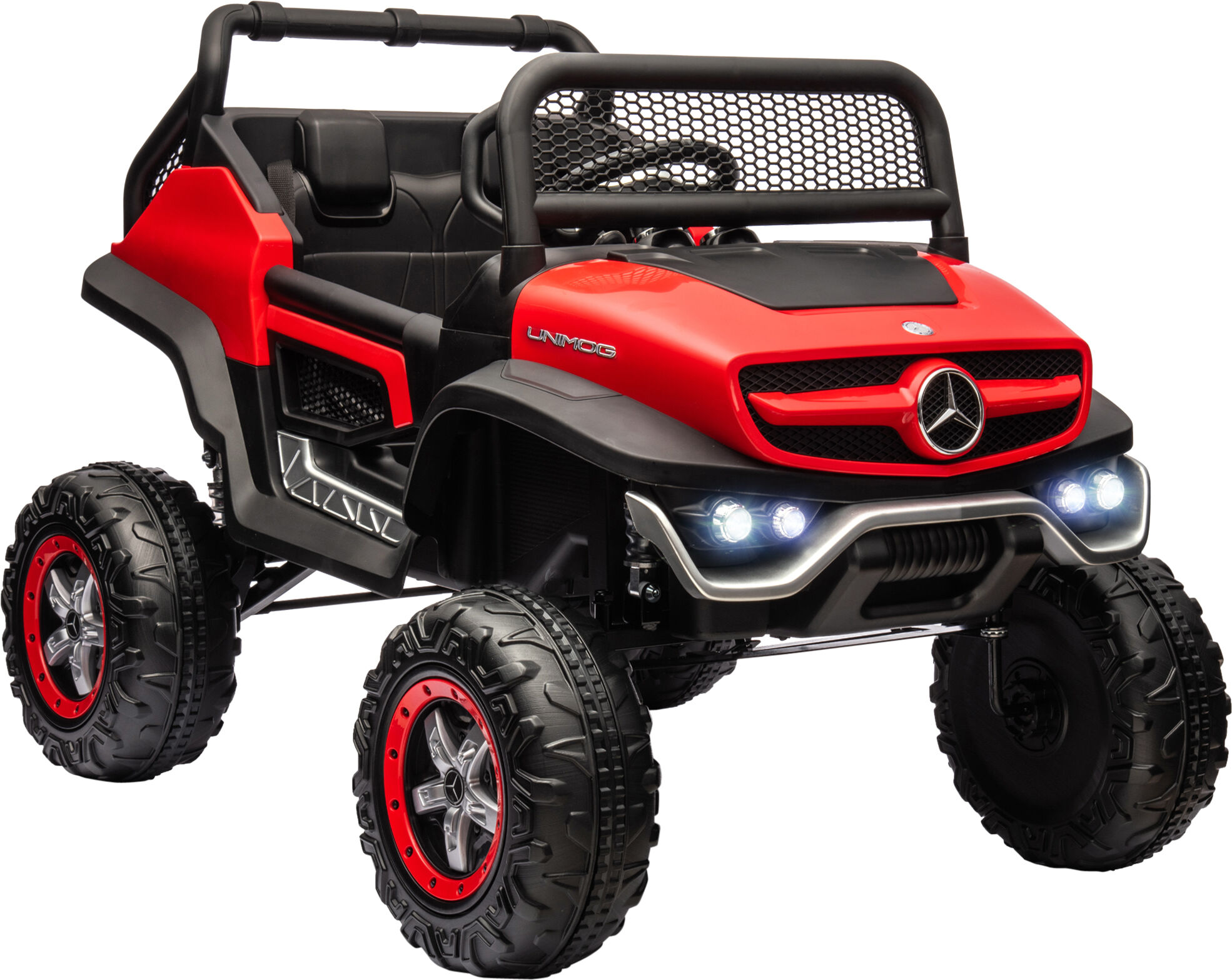 Aosom Red Mercedes-Benz Licensed 12V Kids Ride-On Truck with Remote Control LED Light Horn Music Spring Suspension   Aosom.com