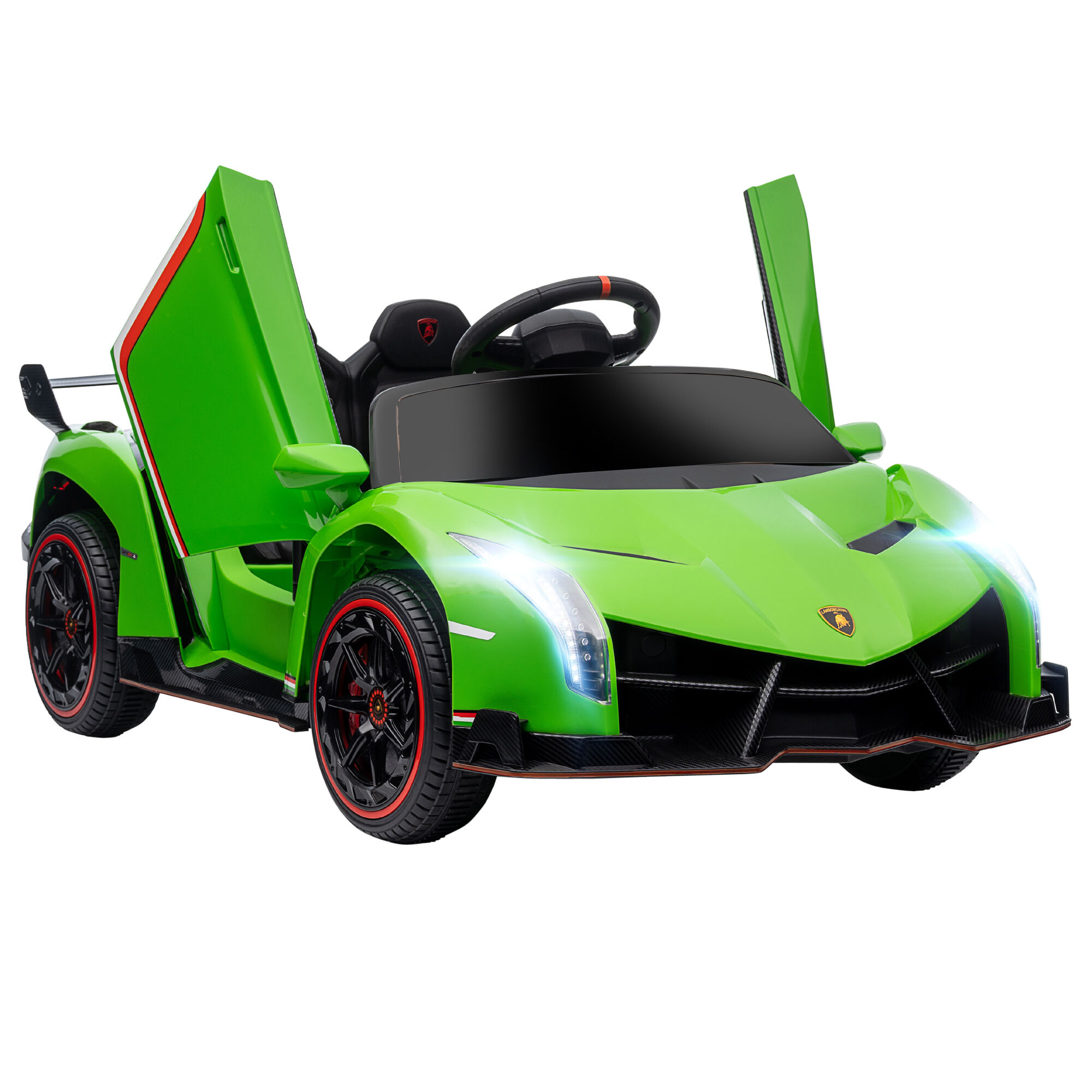 Aosom Licensed Lamborghini Veneno Kids 12V Green Ride-On Car with RC Bluetooth Suspension Horn Music Lights   Aosom.com