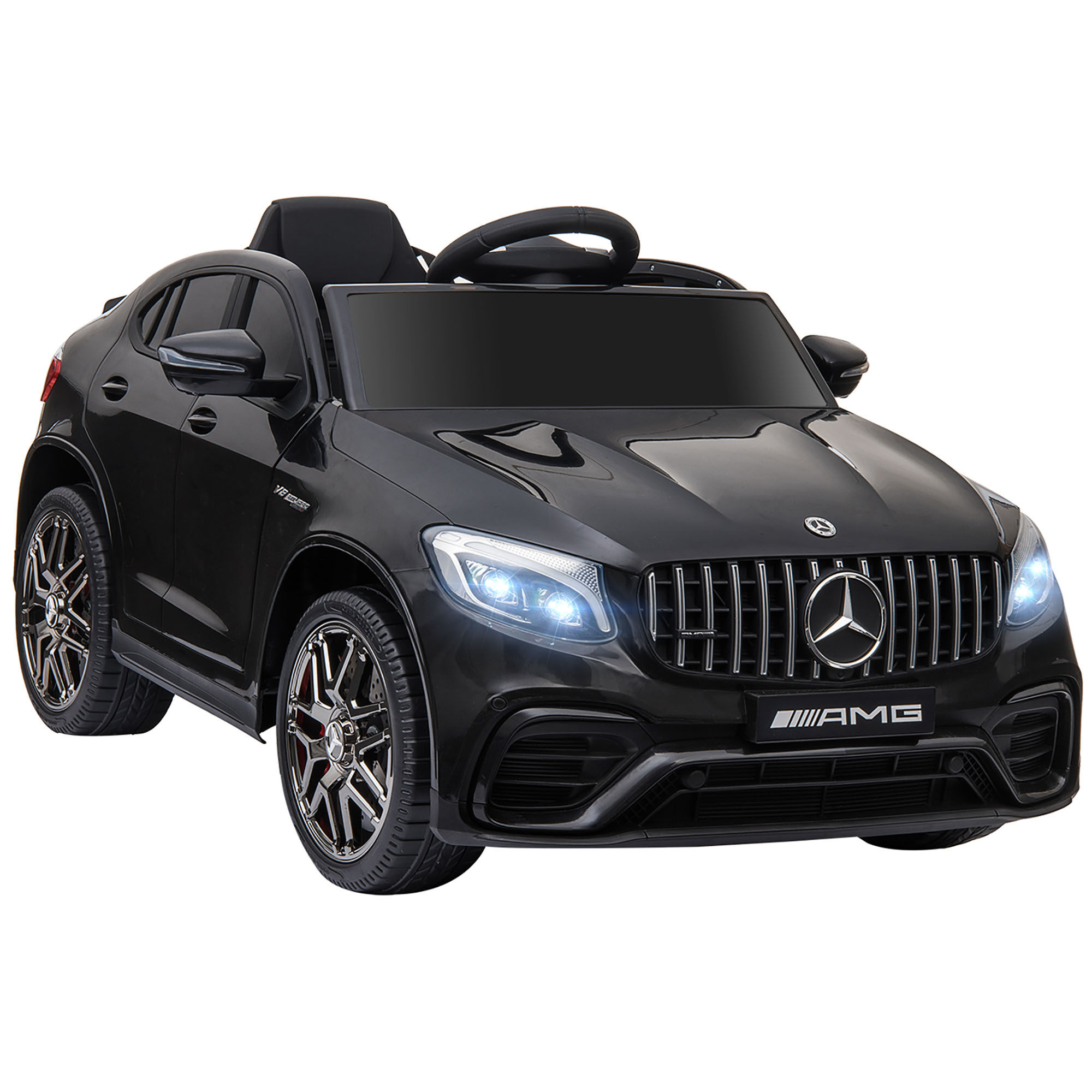 Aosom 12V Ride On Toy Car for Kids with Remote Control & 2 Speeds, Mercedes Benz AMG GLC63S Coupe with Music & Electric Light, Black