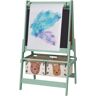 Qaba Art Easel for Kids with Paper Roll, 3 in 1 Toddler Painting Easel with Blackboard, Whiteboard, Storage Baskets, Green