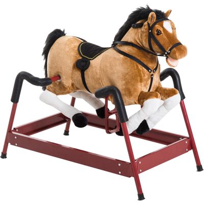 Qaba Kids Plush Rocking Horse Toy With Realistic Sounds, Toddler Spring Rocker Rocking Horsefor Children 3+ Years Old, Brown Aosom.com Qaba Kids Plush Rocking Horse Toy With Realistic Sounds, Toddler Spring Rocker Rocking Horsefor Children 3+ Years Old, Brown Aosom.com
