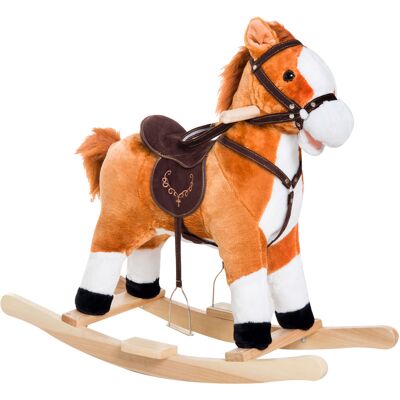 Qaba Kids Plush Rocking Horse, Wooden, Realistic Sounds, Moving Tail, Brown, Interactive Fun for Toddlers Aosom.com Qaba Kids Plush Rocking Horse, Wooden, Realistic Sounds, Moving Tail, Brown, Interactive Fun for Toddlers Aosom.com