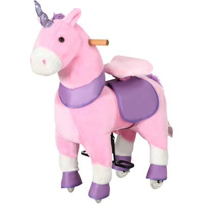 Qaba Kids Ride On Unicorn Walking Horse, Mechanical Pony Toy with Wheels, Gift for 3-6 Years Girls Boys, Pink Qaba Kids Ride On Unicorn Walking Horse, Mechanical Pony Toy with Wheels, Gift for 3-6 Years Girls Boys, Pink