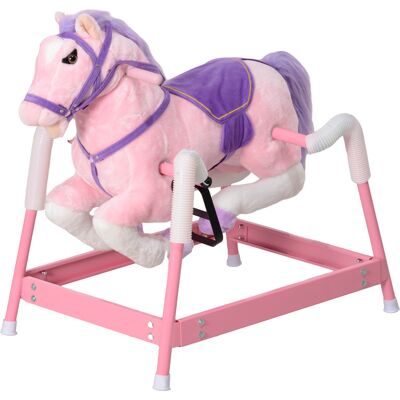 Qaba Spring Rocking Horse with Sounds & Foot Stirrups, Kids Ride on Horse, Plush Horse for Kids 3-8 Years, Support 132 lbs, Pink Aosom.com Qaba Spring Rocking Horse with Sounds & Foot Stirrups, Kids Ride on Horse, Plush Horse for Kids 3-8 Years, Support 132 lbs, Pink Aosom.com