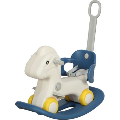Qaba 4 in 1 Rocking Horse for Toddles 2-5 Years with Detachable Push Handle & Balance Board, Blue Qaba 4 in 1 Rocking Horse for Toddles 2-5 Years with Detachable Push Handle & Balance Board, Blue