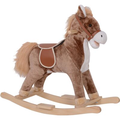 Qaba Kids Rocking Horse with Soft Plush Body, Wooden Base, Handle Grip, for 3+ Years Qaba Kids Rocking Horse with Soft Plush Body, Wooden Base, Handle Grip, for 3+ Years