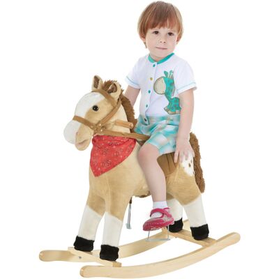 Qaba Plush Rocking Horse for Kids, Realistic Cowboy Sounds, Beige, Toy Rocker, Perfect for Nursery & Playroom Decor, 3-6 Years Aosom.com Qaba Plush Rocking Horse for Kids, Realistic Cowboy Sounds, Beige, Toy Rocker, Perfect for Nursery & Playroom Decor, 3-6 Years Aosom.com