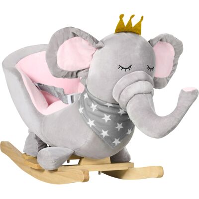 Qaba Elephant Baby Rocking Horse with Sound, Wooden Base, Safety Belt for Toddlers 1.5-3 Years, Gray Aosom.com Qaba Elephant Baby Rocking Horse with Sound, Wooden Base, Safety Belt for Toddlers 1.5-3 Years, Gray Aosom.com