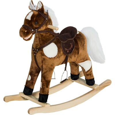 Qaba Kids Metal Plush Rocking Horse with Nursery Rhyme Music, Soothing & Entertaining Rocker for Boys & Girls, Dark Brown Aosom.com Qaba Kids Metal Plush Rocking Horse with Nursery Rhyme Music, Soothing & Entertaining Rocker for Boys & Girls, Dark Brown Aosom.com