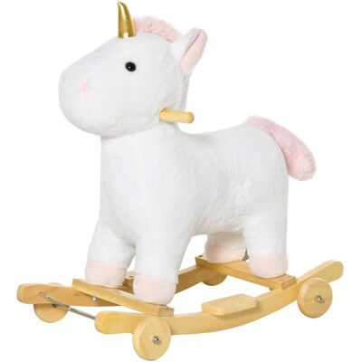 Qaba Kids 2 in 1 Rocking Horse and Glide Unicorn with Sound, Wooden Base, Pedal, Grip Handle, White, for 3-6 Years Old Aosom.com Qaba Kids 2 in 1 Rocking Horse and Glide Unicorn with Sound, Wooden Base, Pedal, Grip Handle, White, for 3-6 Years Old Aosom.com