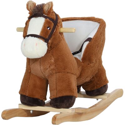 Qaba Baby Rocking Horse, Plush Animal Rocker with Sound, Wooden Base Seat Safety Belt, for Ages 18-36 Months, Brown Aosom.com Qaba Baby Rocking Horse, Plush Animal Rocker with Sound, Wooden Base Seat Safety Belt, for Ages 18-36 Months, Brown Aosom.com