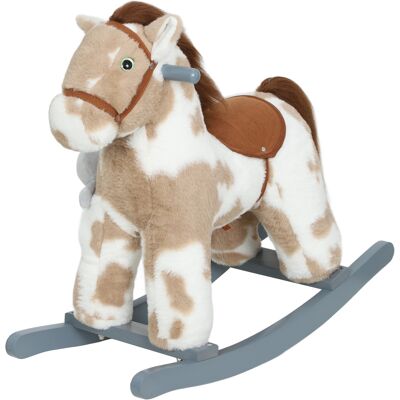Qaba Rocking Horse, Kids Plush Horse Rocker with Rabbit Toy and Realistic Sound for Toddlers 2–5 Years Old, Brown Qaba Rocking Horse, Kids Plush Horse Rocker with Rabbit Toy and Realistic Sound for Toddlers 2–5 Years Old, Brown