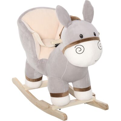 Qaba Rocking Donkey for Kids with Sound, Fun & Safe, Wooden Base & Safety Belt, Plush Toddler Rocker Toy for 18-36 Months Aosom.com Qaba Rocking Donkey for Kids with Sound, Fun & Safe, Wooden Base & Safety Belt, Plush Toddler Rocker Toy for 18-36 Months Aosom.com