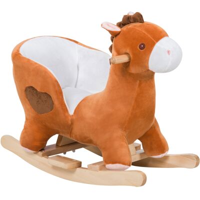 Qaba Plush Rocking Horse for 1-3 Years, Wooden Rocker, Music, Fun Musical, Brown White, for Boys & Girls Aosom.com Qaba Plush Rocking Horse for 1-3 Years, Wooden Rocker, Music, Fun Musical, Brown White, for Boys & Girls Aosom.com