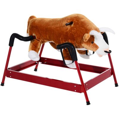 Qaba Kids Spring Rocking Horse, Ride On Rocking Horse with Realistic Sounds and Soft Plush Fabric, for Kids Over 3, Brown Aosom.com Qaba Kids Spring Rocking Horse, Ride On Rocking Horse with Realistic Sounds and Soft Plush Fabric, for Kids Over 3, Brown Aosom.com