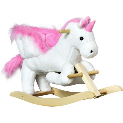 Qaba Plush Rocking Unicorn, Wooden Ride-On Chair, Lullaby Song, 18-36 Months, White & Pink, Comfort & Joy for Babies Aosom.com Qaba Plush Rocking Unicorn, Wooden Ride-On Chair, Lullaby Song, 18-36 Months, White & Pink, Comfort & Joy for Babies Aosom.com