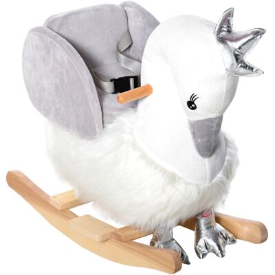 Qaba Kids Ride on Horse Swan Rocker with Sound, Plush Seat, Wooden Base, Safety Belt, for Toddlers 18-36 months, White Aosom.com Qaba Kids Ride on Horse Swan Rocker with Sound, Plush Seat, Wooden Base, Safety Belt, for Toddlers 18-36 months, White Aosom.com
