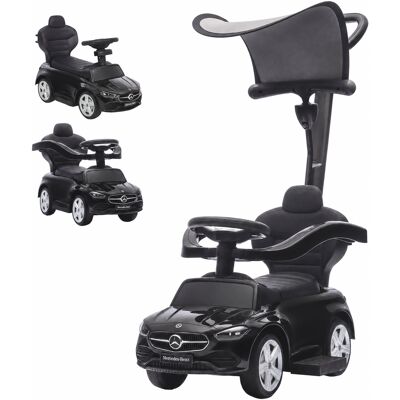 Qaba 3 in 1 Toddler Push Car Licensed Benz with Push Handle, Guardrails, Canopy, Horn, Music, Storage for 18-36 Months, Black Qaba 3 in 1 Toddler Push Car Licensed Benz with Push Handle, Guardrails, Canopy, Horn, Music, Storage for 18-36 Months, Black