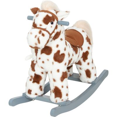 Qaba Rocking Horse, Animal Rocker with Rabbit Toy and Realistic Sound for Toddlers, Soft Filling Ride on Pony, Brown Qaba Rocking Horse, Animal Rocker with Rabbit Toy and Realistic Sound for Toddlers, Soft Filling Ride on Pony, Brown