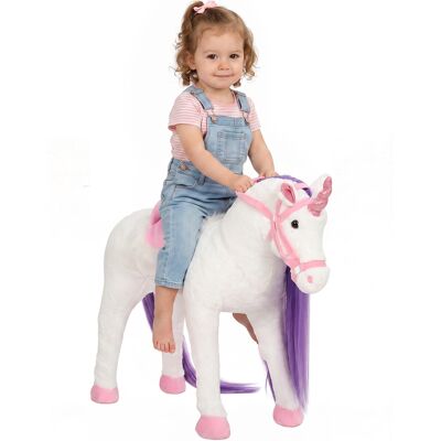Qaba Ride on Horse for Kids 2+ Years, Toddler Riding Horse with Neighing, Stuffed Animal Horse Toy with Padding, White Qaba Ride on Horse for Kids 2+ Years, Toddler Riding Horse with Neighing, Stuffed Animal Horse Toy with Padding, White