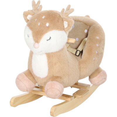 Qaba Baby Rocking Horse for Toddlers 1-3 Years, Spotted Deer Rocking Horse Toy with Sounds, Seat Belt and Widened Base, Brown Qaba Baby Rocking Horse for Toddlers 1-3 Years, Spotted Deer Rocking Horse Toy with Sounds, Seat Belt and Widened Base, Brown