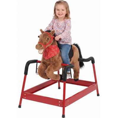 Qaba Kids Spring Rocking Horse, Ride on Horse with Neighing Sounds, Plush Animal Ride on Toy for Ages 3+ Years, Brown Qaba Kids Spring Rocking Horse, Ride on Horse with Neighing Sounds, Plush Animal Ride on Toy for Ages 3+ Years, Brown