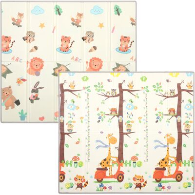 Qaba Foldable & Reversible Baby Play Mat, 79" x 71"Thick Play Mat for Floor, Waterproof Non-Slip, Giraffe & Woodland Animals Qaba Foldable & Reversible Baby Play Mat, 79" x 71"Thick Play Mat for Floor, Waterproof Non-Slip, Giraffe & Woodland Animals