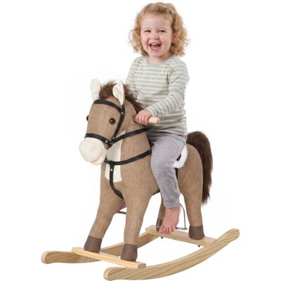 Qaba Rocking Horse, Back and Forth Rocking, Ride on Horse Toy with Sound Effects, for 12-36 Months Toddlers, Dark Brown Qaba Rocking Horse, Back and Forth Rocking, Ride on Horse Toy with Sound Effects, for 12-36 Months Toddlers, Dark Brown