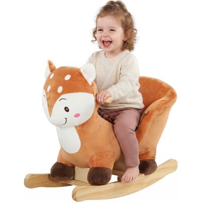 Qaba Baby Rocking Horse, Spotted Deer Rocking Horse Toy with Sounds, Seat Belt and Widened Base for Toddlers 1-3 Y, Brown Qaba Baby Rocking Horse, Spotted Deer Rocking Horse Toy with Sounds, Seat Belt and Widened Base for Toddlers 1-3 Y, Brown