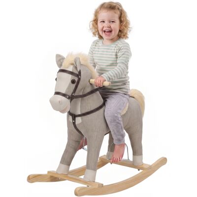Qaba Rocking Horse, Back and Forth Rocking, Ride on Horse Toy with Sound Effects, for 12-36 Months Toddlers, Gray Qaba Rocking Horse, Back and Forth Rocking, Ride on Horse Toy with Sound Effects, for 12-36 Months Toddlers, Gray