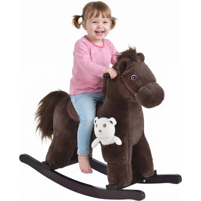 Qaba Brown Plush Rocking Horse for Toddlers, Nursery Rocker with Animal Sounds, Cozy & Soft Toy for Playtime, 18-36 Months Aosom.com Qaba Brown Plush Rocking Horse for Toddlers, Nursery Rocker with Animal Sounds, Cozy & Soft Toy for Playtime, 18-36 Months Aosom.com