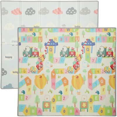 Qaba Foldable & Reversible Baby Play Mat, 79" x 71" Foam Floor Mat, Non-Slip Waterproof Crawling, Alphabet & Cloud Design Qaba Foldable & Reversible Baby Play Mat, 79" x 71" Foam Floor Mat, Non-Slip Waterproof Crawling, Alphabet & Cloud Design