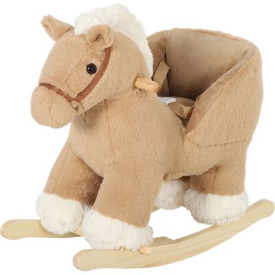 Qaba Rocking Horse with Seat Belt, Plush Ride-On Rocker with Realistic Sound for Toddlers Ages 18-36 Months, Brown Qaba Rocking Horse with Seat Belt, Plush Ride-On Rocker with Realistic Sound for Toddlers Ages 18-36 Months, Brown
