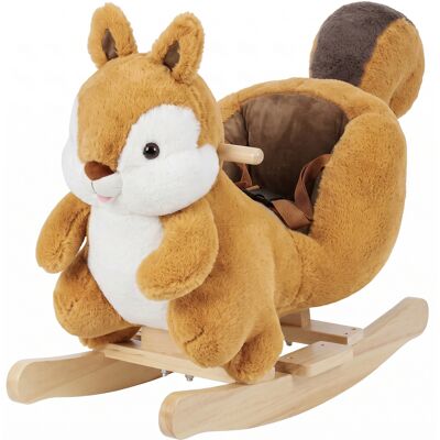Qaba Baby Rocking Horse for Toddlers 1-3 Years, Squirrel Rocking Horse Toy with Sounds, Seat Belt and Rocking Stopper, Brown Qaba Baby Rocking Horse for Toddlers 1-3 Years, Squirrel Rocking Horse Toy with Sounds, Seat Belt and Rocking Stopper, Brown