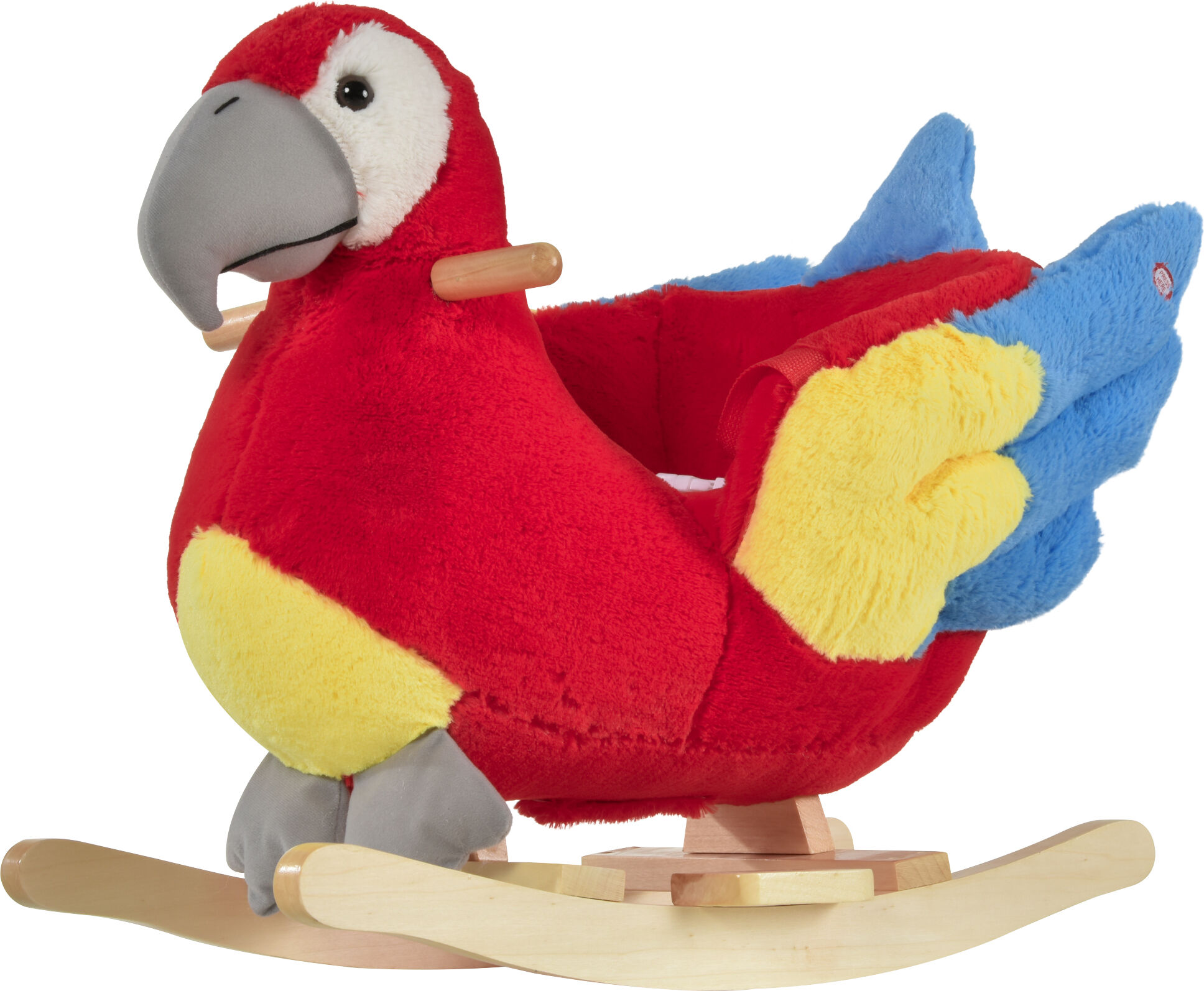 Qaba Red Plush Parrot Rocking Horse for Toddlers 18-36 Months Musical Rocker Toy Soft & Vibrant Nursery Decor   Aosom.com