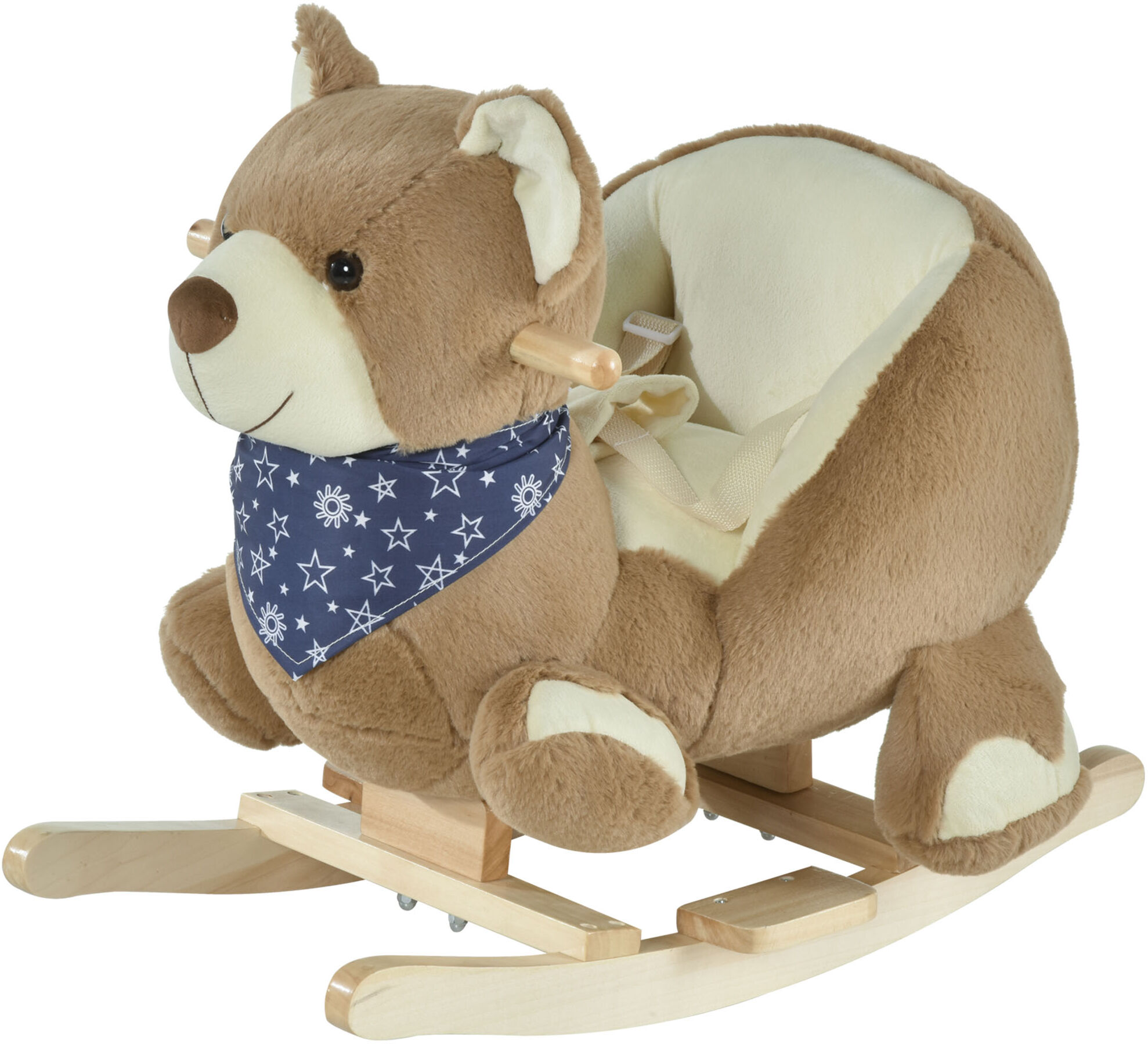 Qaba Brown Bear Plush Rocking Horse with Music Kids Ride-On Rocker Toy for 18-36 Months Soft & Fun Rocking Animal   Aosom.com