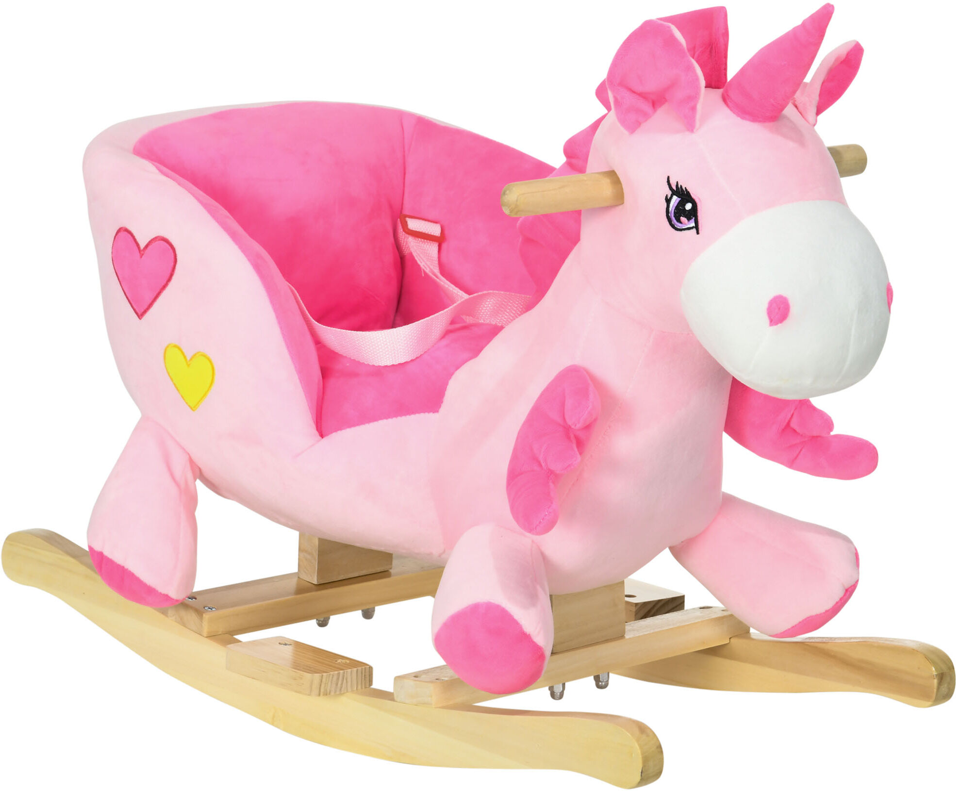 Qaba Baby Rocking Horse, Ride On Unicorn Rocker Toy with 32 Songs & Seatbelt, Gift for Kids Toddler, Pink