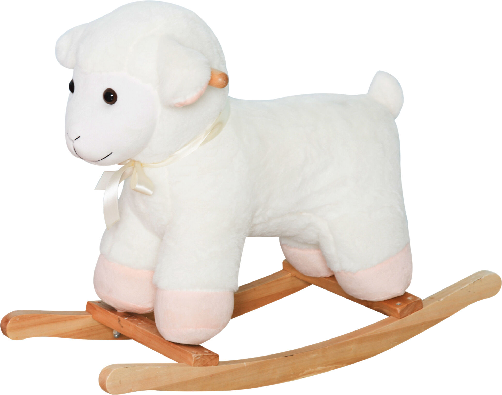 Qaba Lamb Rocking Horse Plush Sheep Rocker Wooden Nursery Stuffed Animal White Boys Girls Gift Comfort Fun Aosom.com