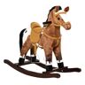 Qaba Rocking Horse Kids Plush Ride-On Toy Nursery Rhyme Music 18-36 Months Light Brown White Perfect Gift for Toddlers   Aosom.com